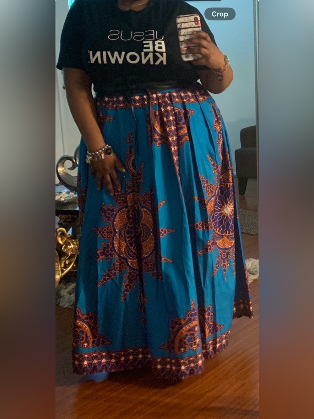 Ghanda Blue & Orange Maxi Skirt